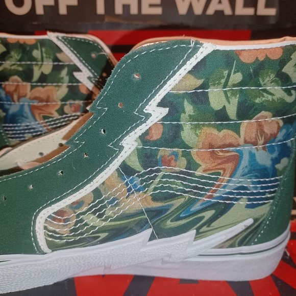 Vans Sk8-Hi Bolt Liquify Avocado Green White Canvas Suede Men's 9.5 VN0A5JIVYXH - Picture 4 of 14